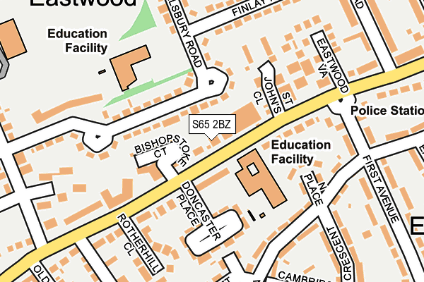 S65 2BZ map - OS OpenMap – Local (Ordnance Survey)