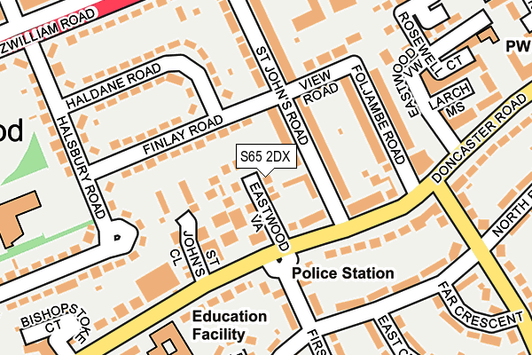 S65 2DX map - OS OpenMap – Local (Ordnance Survey)