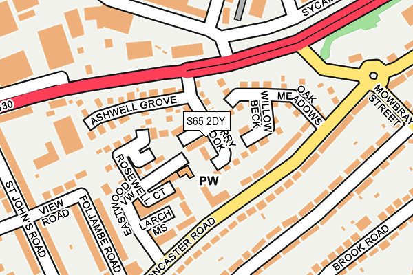 S65 2DY map - OS OpenMap – Local (Ordnance Survey)