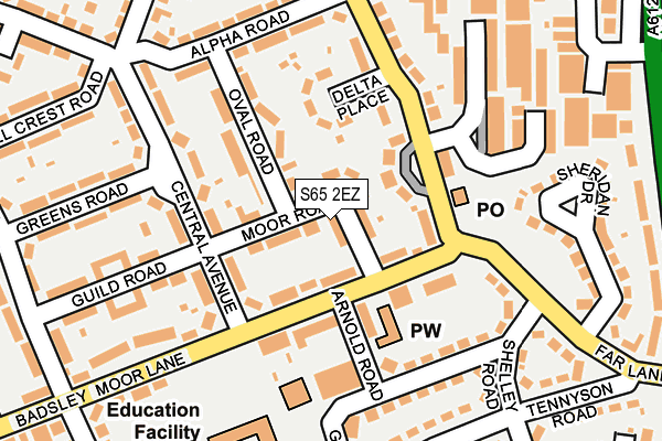 S65 2EZ map - OS OpenMap – Local (Ordnance Survey)