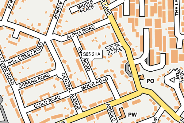 S65 2HA map - OS OpenMap – Local (Ordnance Survey)