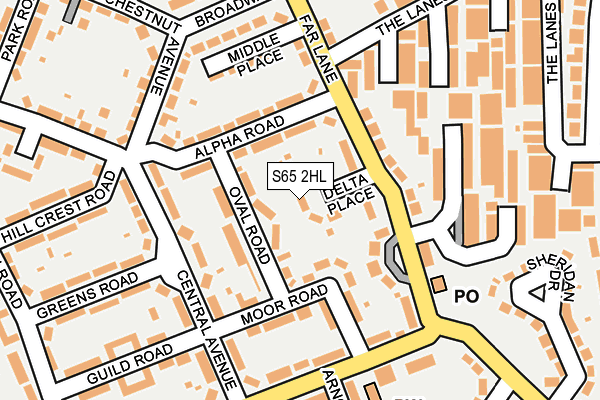 S65 2HL map - OS OpenMap – Local (Ordnance Survey)