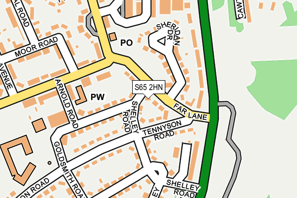 S65 2HN map - OS OpenMap – Local (Ordnance Survey)
