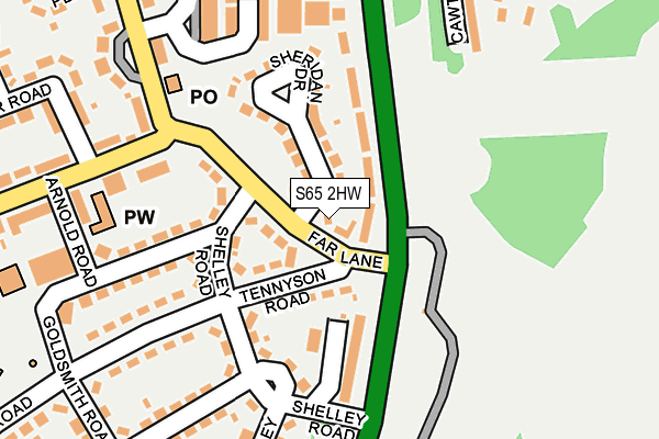 S65 2HW map - OS OpenMap – Local (Ordnance Survey)