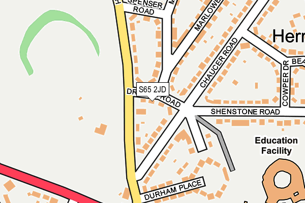 S65 2JD map - OS OpenMap – Local (Ordnance Survey)