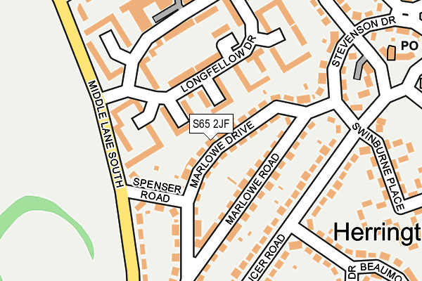 S65 2JF map - OS OpenMap – Local (Ordnance Survey)