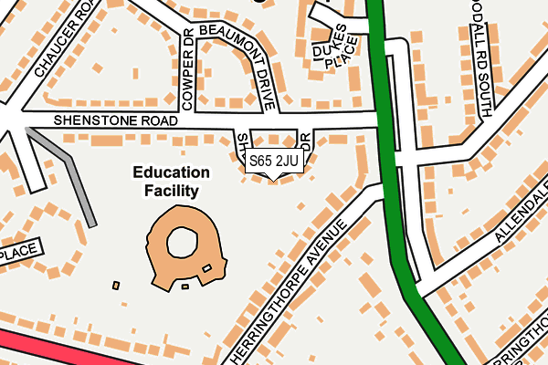 S65 2JU map - OS OpenMap – Local (Ordnance Survey)