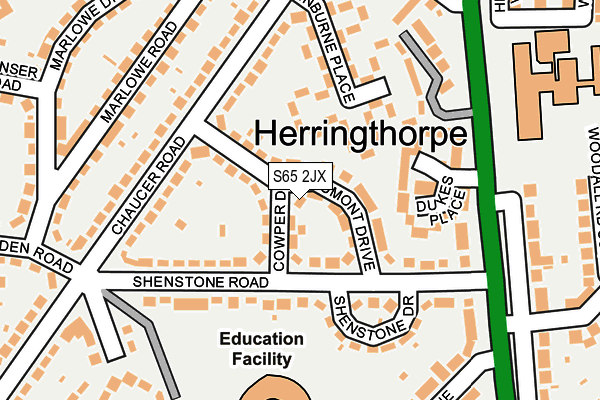 S65 2JX map - OS OpenMap – Local (Ordnance Survey)