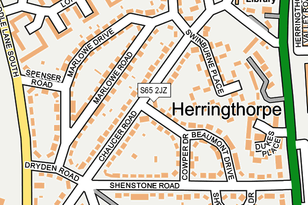 S65 2JZ map - OS OpenMap – Local (Ordnance Survey)