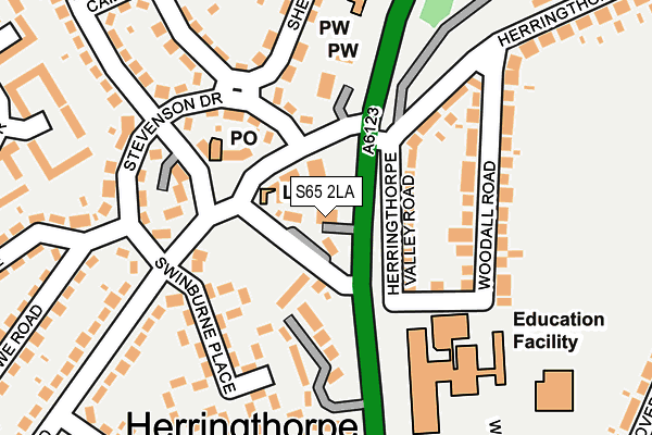 S65 2LA map - OS OpenMap – Local (Ordnance Survey)