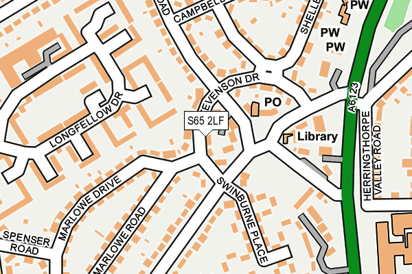 S65 2LF map - OS OpenMap – Local (Ordnance Survey)