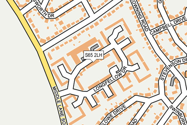 S65 2LH map - OS OpenMap – Local (Ordnance Survey)