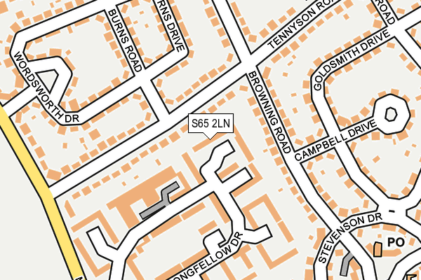 S65 2LN map - OS OpenMap – Local (Ordnance Survey)