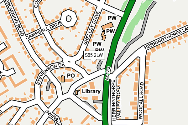 S65 2LW map - OS OpenMap – Local (Ordnance Survey)