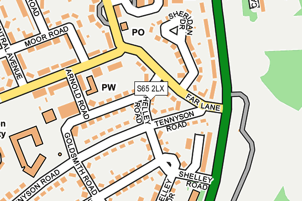 S65 2LX map - OS OpenMap – Local (Ordnance Survey)