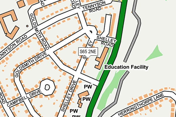 S65 2NE map - OS OpenMap – Local (Ordnance Survey)