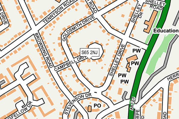 S65 2NJ map - OS OpenMap – Local (Ordnance Survey)