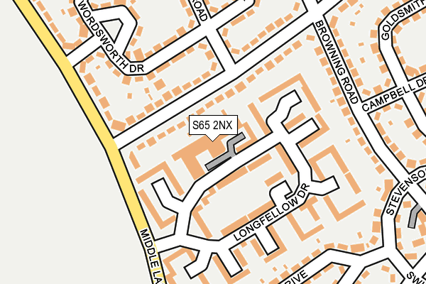 S65 2NX map - OS OpenMap – Local (Ordnance Survey)