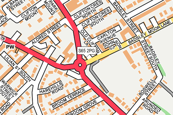 S65 2PG map - OS OpenMap – Local (Ordnance Survey)