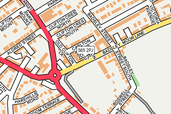 S65 2PJ map - OS OpenMap – Local (Ordnance Survey)