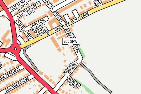 S65 2PW map - OS OpenMap – Local (Ordnance Survey)