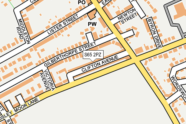 S65 2PZ map - OS OpenMap – Local (Ordnance Survey)