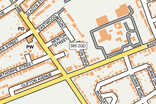 S65 2QD map - OS OpenMap – Local (Ordnance Survey)