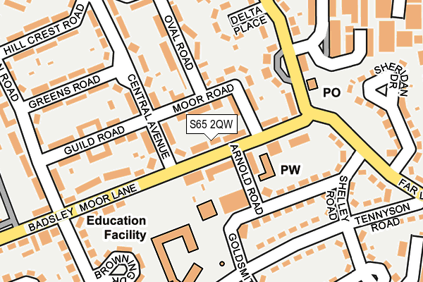 S65 2QW map - OS OpenMap – Local (Ordnance Survey)