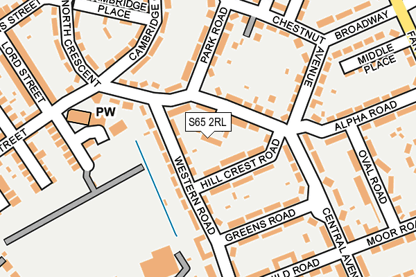 S65 2RL map - OS OpenMap – Local (Ordnance Survey)