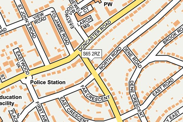 S65 2RZ map - OS OpenMap – Local (Ordnance Survey)