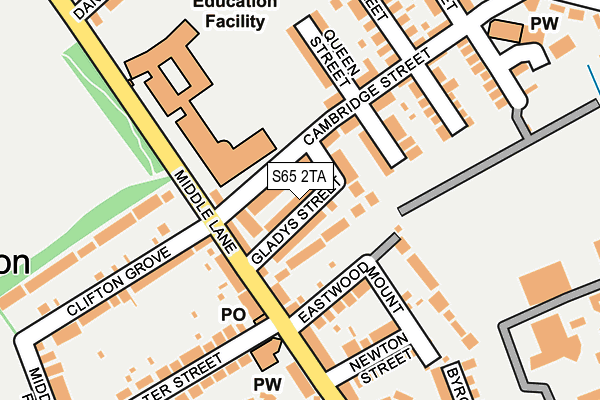 S65 2TA map - OS OpenMap – Local (Ordnance Survey)