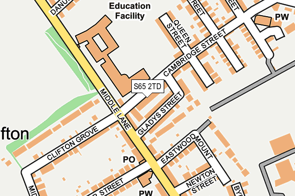 S65 2TD map - OS OpenMap – Local (Ordnance Survey)