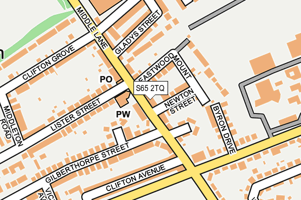 S65 2TQ map - OS OpenMap – Local (Ordnance Survey)