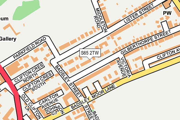 S65 2TW map - OS OpenMap – Local (Ordnance Survey)