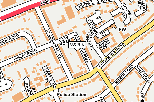 S65 2UA map - OS OpenMap – Local (Ordnance Survey)