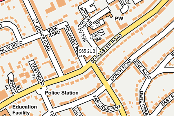 S65 2UB map - OS OpenMap – Local (Ordnance Survey)