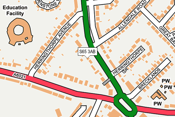 S65 3AB map - OS OpenMap – Local (Ordnance Survey)