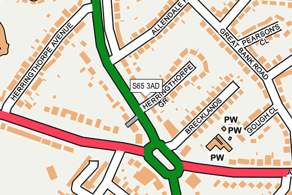 S65 3AD map - OS OpenMap – Local (Ordnance Survey)