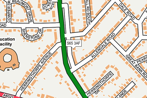 S65 3AF map - OS OpenMap – Local (Ordnance Survey)