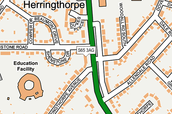 S65 3AG map - OS OpenMap – Local (Ordnance Survey)