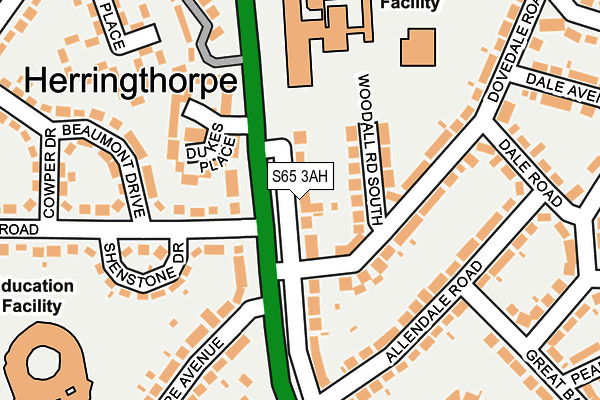 S65 3AH map - OS OpenMap – Local (Ordnance Survey)