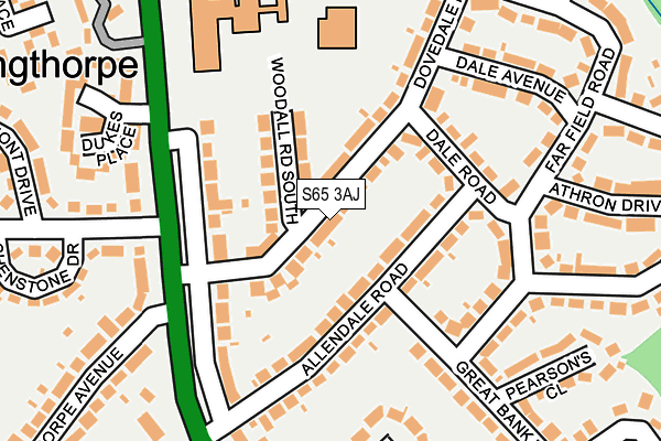 S65 3AJ map - OS OpenMap – Local (Ordnance Survey)