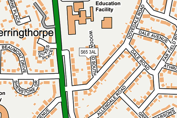 S65 3AL map - OS OpenMap – Local (Ordnance Survey)