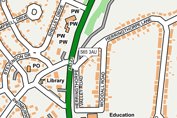 S65 3AU map - OS OpenMap – Local (Ordnance Survey)