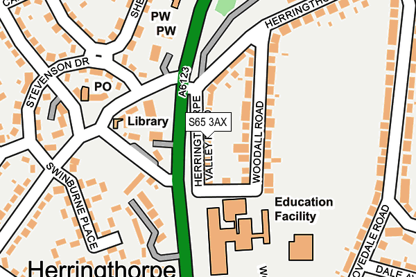 S65 3AX map - OS OpenMap – Local (Ordnance Survey)