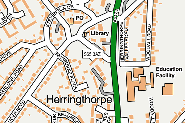 S65 3AZ map - OS OpenMap – Local (Ordnance Survey)