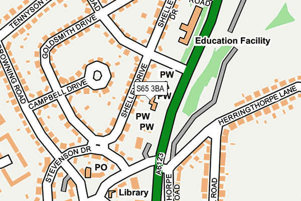 S65 3BA map - OS OpenMap – Local (Ordnance Survey)