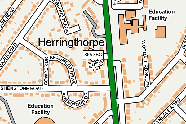 S65 3BG map - OS OpenMap – Local (Ordnance Survey)