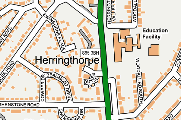 S65 3BH map - OS OpenMap – Local (Ordnance Survey)