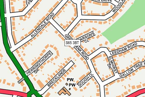 S65 3BT map - OS OpenMap – Local (Ordnance Survey)